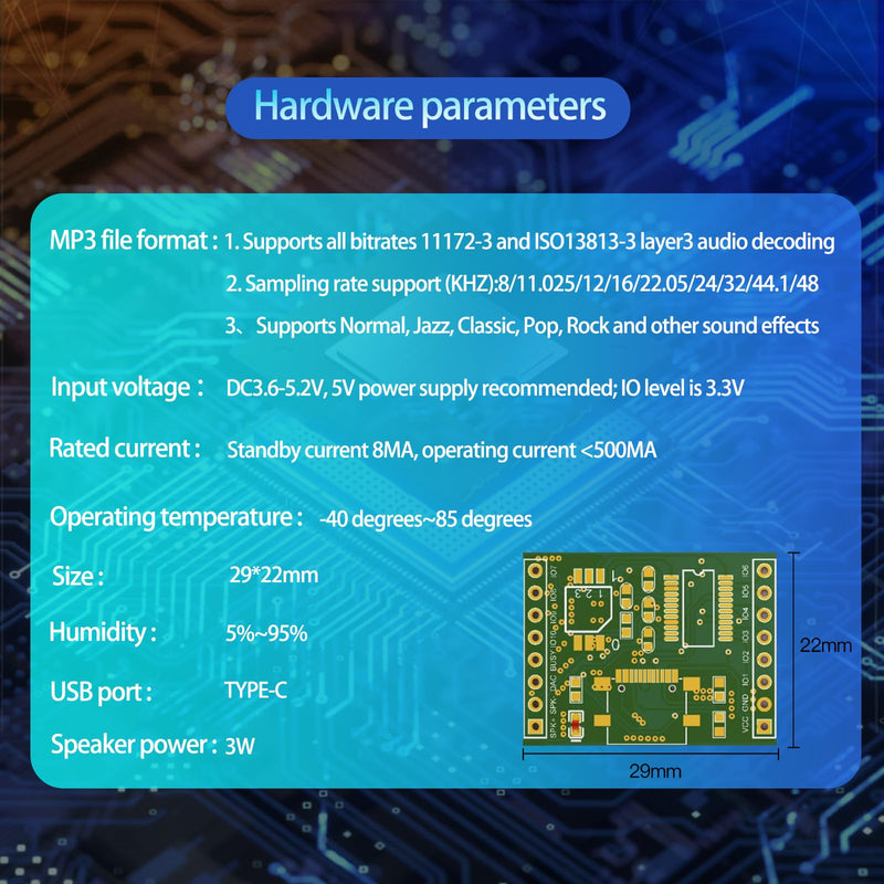 [AUSTRALIA] - XLW Voice Playback Module,16M Sound Board MP3 Music Player with Speaker,DC3.6-5.2V,USB Downloadable 10 IO Trigger Serial Port Control for Voice Prompts, Broadcast Device Factory, Xmas DIY-5 Pack+Horn Voice Module+Horn 