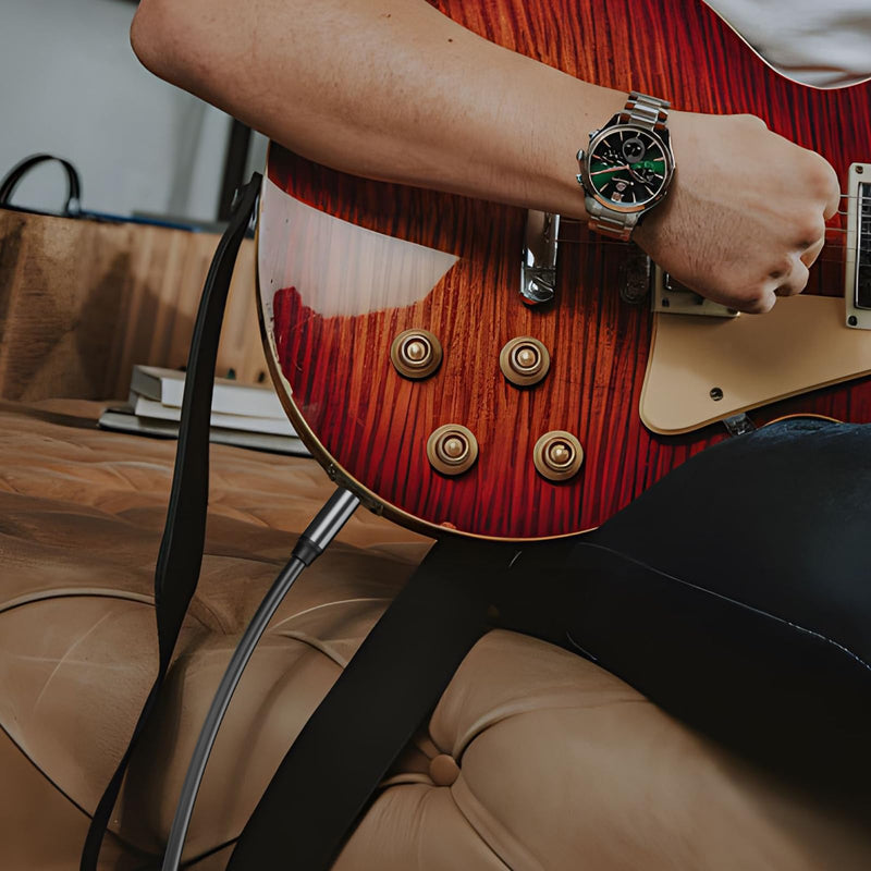 [AUSTRALIA] - Guitar Cable 10Ft, 1/4 Inch Instrument Cable, Soft Durable Electric Guitar - AMP Cord for Bass, Amplifier, Pedals, Guitar Chord with Improved Tin Plated Copper Core,Noise Free Black 10 Ft. 