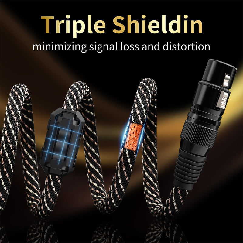 Audiophile HiFi Audio XLR Cables - 2XLR,3.28ft,15 AWG,4N OFC Core,Gold-Plated Plugs,with Nylon Braid,Subwoofer Cable,Compatible with CD Player,AMP,Speaker& Effect Processor(3.28ft/1m) 2-Pack 3.28ft/1m