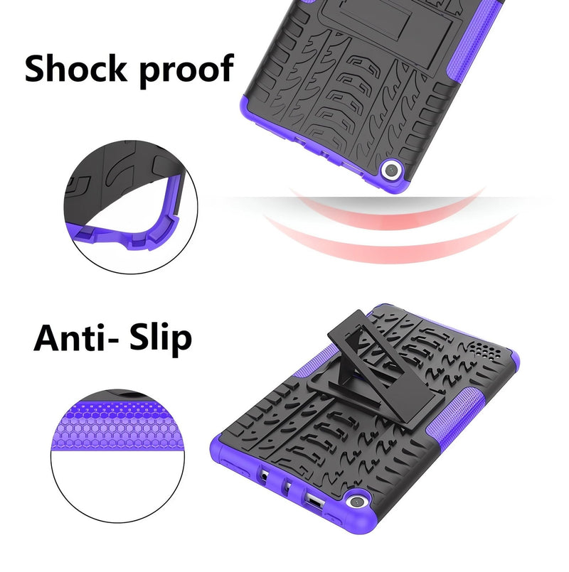 for FlRE 7/7 Kids Tablet case 9th 7th Generation 2019 2017 Kickstand Heavy Duty Shockproof Cover (Purple) Purple 9th/7th Gen 2019 2017