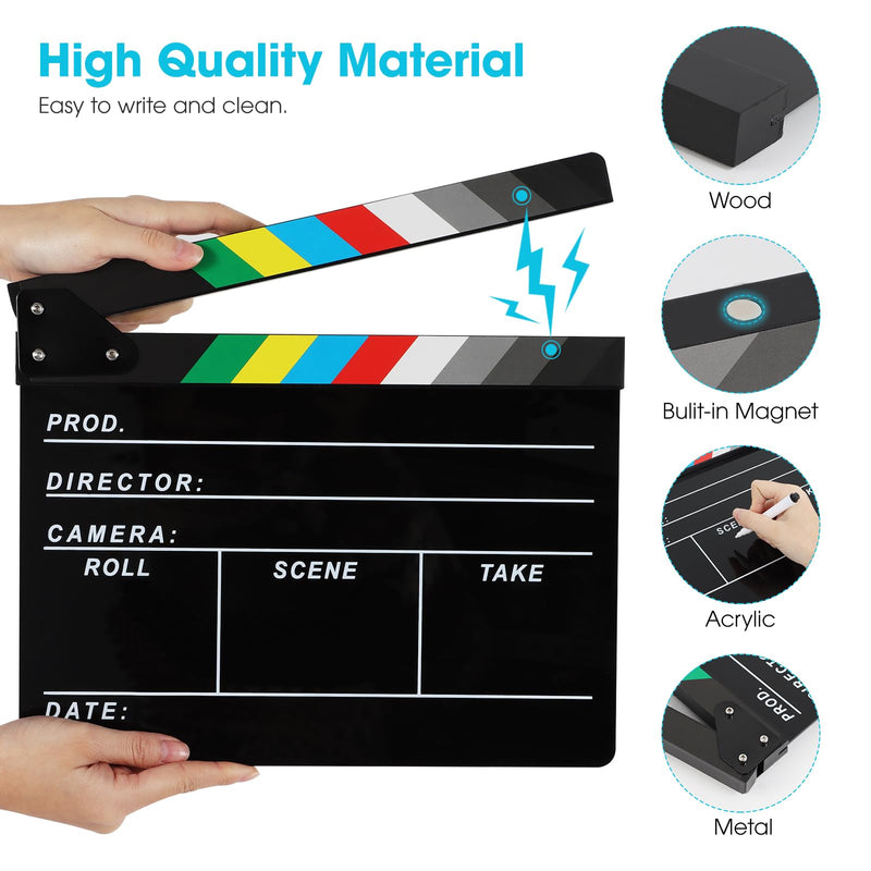 [AUSTRALIA] - Acrylic Movie Film Directors Clapboard, Photography Video TV Cut Action Scene Slate Clapper Board Props, Black 