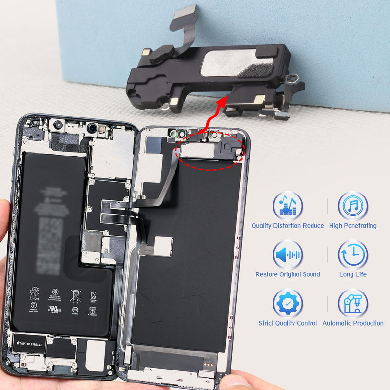 Earpiece Speaker for iPhone 12 Pro Max Ear Speaker Replacement for iPhone 12 Pro Max Speaker Replacement Light Proximity Sensor Flex Cable Earphone Speaker Assembly with Tools Black-12 Pro Max