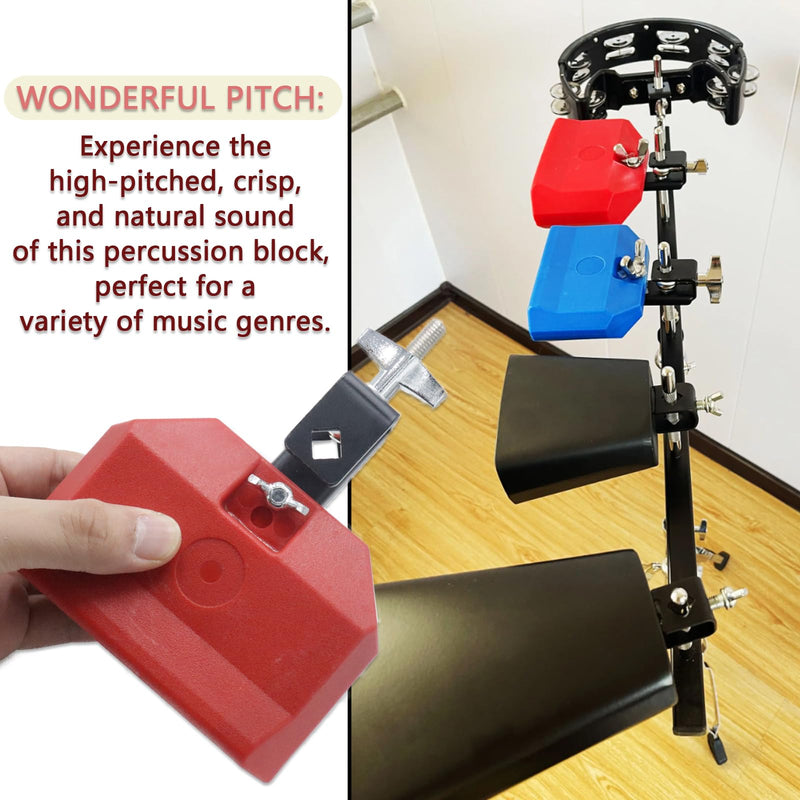 5" Jam Block, Red Plastic Musical Percussion Blocks, Adjustable Mounting Bracket, Latin Drum Instrument Compatible for Various Music Genres, Enhancing The Rhythm of Musical Performance