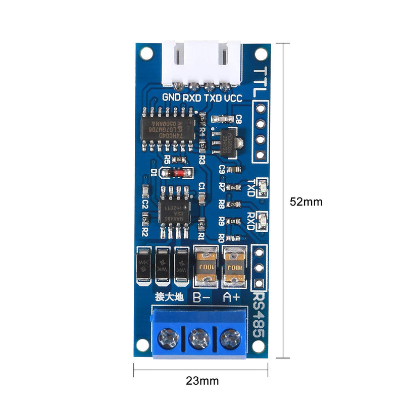 2Pack TTL to RS485 Adapter Module, 485 to TTL 3.3V/5.0V Signals Serial Port Power Supply Converter with Indicator Lights