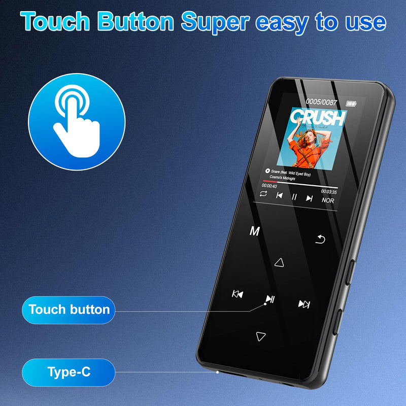 MP3 Player with Bluetooth 5.3, 32GB Portable Music Player with Speaker, HiFi Lossless Audio, Expandable to 128GB, Lightweight for Running, Gym, Travel, Kids & Students