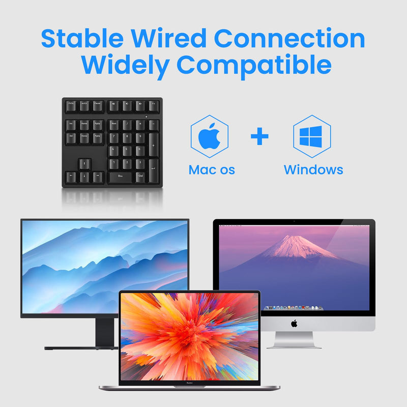 Gurjot Mechanical USB Wired Numeric Keypad, Black | Color Backlit, 21 Key Numpad, For Laptop Desktop Computer PC