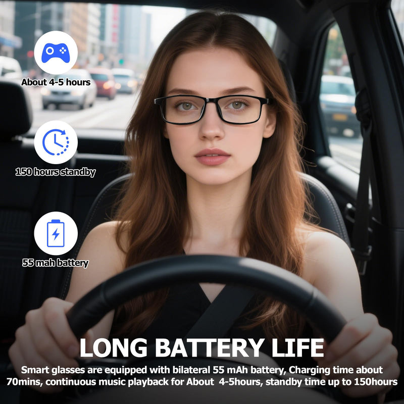Smart Glasses Translation with Bluetooth AI Smart Glasses For Men & Women 110+ Language Clear Headphone with Speaker,Light weight, Touch control,changeable two-temples AI Nebula APP