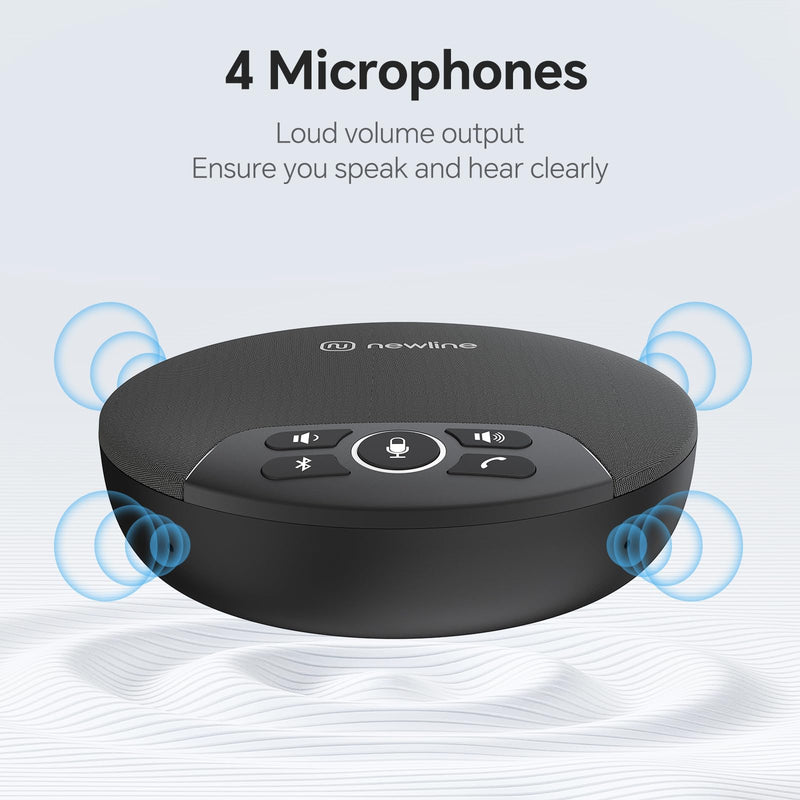 NewlineWork Newpie 30 Bluetooth Speakerphone Conference Speaker and Microphone 360° Voice Pickup Portable USB Speakerphone with 4 Mics Noise Reduction Home Office Meeting Speaker for Teams/Zoom