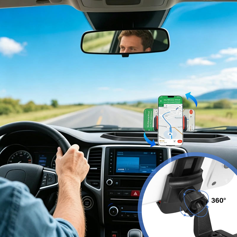 Magnetic Phone Holder Replacement for Wrangler 360 Rotation Dash Mount Phone Holder with Strong Magnet Easy Installation Off Road Driving Navigation Drivers Enthusiasts