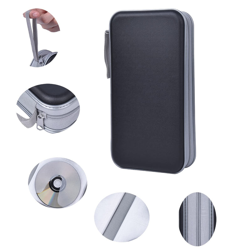 CD Case,96 Capacity CD Holder Hard Plastic CD Storage Wallet Protective CD/DVD Case Holder for Car Home Travel (96, Black) 96