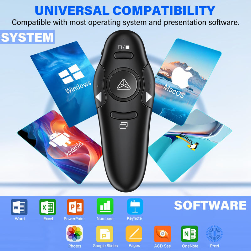 [AUSTRALIA] - 2-in-1 USB Type C Presentation Clicker Wireless Presenter Remote Clicker for PowerPoint Presentations with Laser Pointer, RF 2.4GHz USB C PowerPoint Clicker Slide Advancer for Computer/Mac/Laptop 