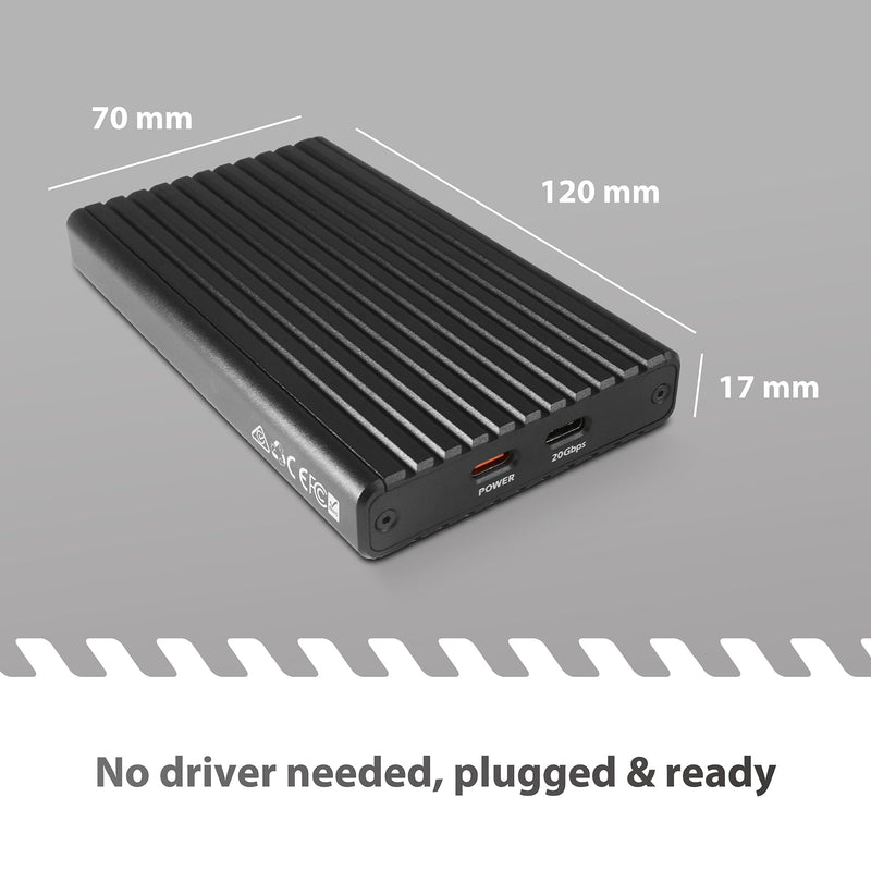 Vantec NexStar SX, USB 3.2 Gen2x2 (20Gbps), M.2 NVMe Enclosure only, USB C, Design for Two Modules Storage (NST-262C3)