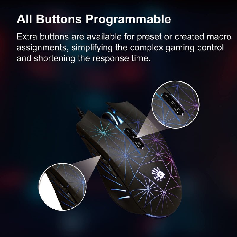 Bloody P81s Optical Gaming Mouse with Light Strike (LK) Switch & Scroll, Max 8000 CPI, 2000Hz Report Rate, 256K Onboard Memory, Fully Programmable with Advanced Preset Macros (Starlight) starlight