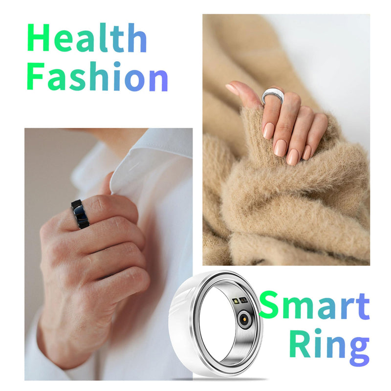 Smart Ring Health Fitness Rings Waterproof Activity Trackers Heart Rate Monitor Calorie Counter Sleep Tracker Long Battery Life Fashion Ceramic Ring for Men Women, 12, black, JYR8FS