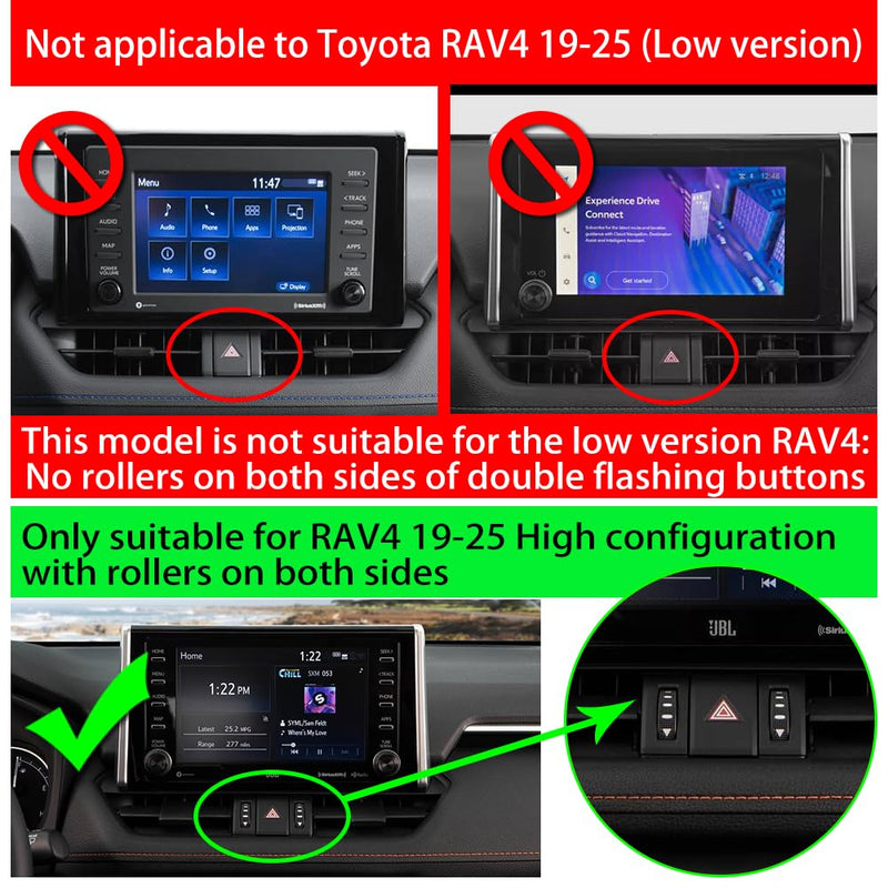 Car Magnetic Phone Mount for 2019-2025 Toyota RAV4 XLE Premium Adventure TRD Off-Road Limited & RAV4 Hybrid XSE Limited,RAV 4 Prime XSE Auto Accessories Fast 15W Wireless Charger Holder 2019-2025 RAV4 High config, with air volume button