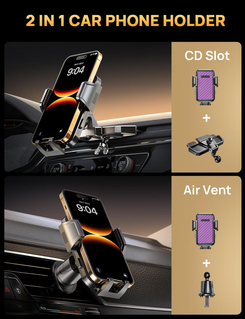 CD Phone Holder for Car, Stable CD Slot Mount for Thick Cases, 360° Viewing | Fits most 4–7-inch smartphones and GPS devices, including iPhone, Samsung Galaxy, Google Pixel, Motorola, Huawei, LG and more Purple