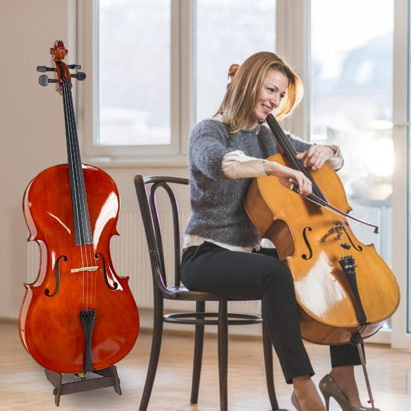 Cello Stand, Cello Support Holder made of wood with Rubber Protection Detachable Portable Musical Instrument Stand for 1/8-4/4 Cellos Guitars Electric Bass Electric Guitar Stand Cello Stand
