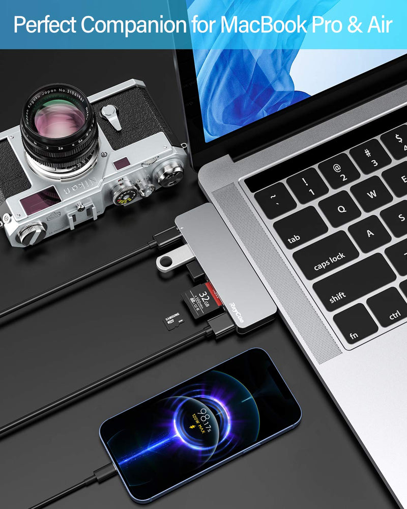 MacBook Pro/Air USB Accessories with 3 USB 3.0 Ports, TF/SD Card Reader, Thunderbolt 3 PD Port, USB C Adapter for MacBook Pro/Air 13" 15" 16" Compatible with MacBook Pro/Air 2021-2016