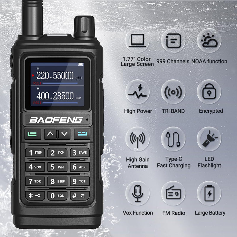 Baofeng UV-5R Upgrade Ham Radio Long Range Two Way Radio UV-17R Walkie Talkies for Adults Waterproof Dual Band USB Charger 999 Channels VOX with Earpiece,Flashlight Li-ion Battery