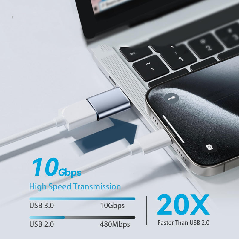 [AUSTRALIA] - USB to USB C Adapter 4 Pack, 2*Type C Female to A Male Charger Converter & 2*USB C Male to USB 3.0 Female for Apple Watch iPhone 15 Pro Max 14 13 12,AirPods Ultra 8 9 Samsung, OTG Adapt USB to USB C 