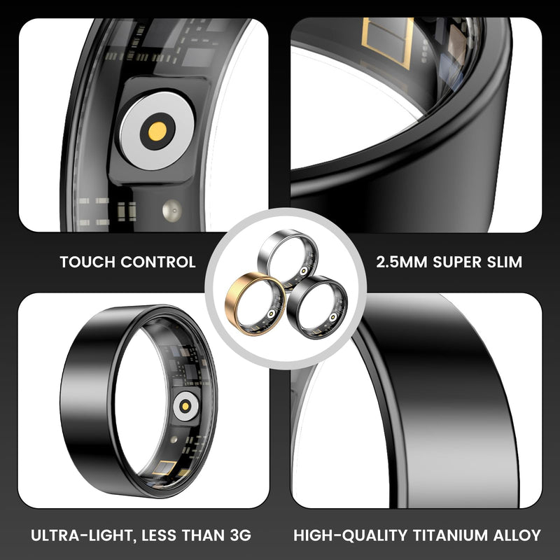 Smart Ring Health Tracker, Sleep&Exercise Monitor Heart Rate,Blood Oxygen,Fitness Trackers for Man&Women -Long Lasting Batteries,Waterproof Sleep Tracking Wearable (Rose Gold, 9)