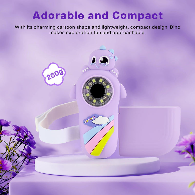Dino Microscope for Kids, 1000x Portable Digital Microscope Camera with 2" Screen, Educational Science Kit Birthday Gifts for Kid Age 4-12, 32GB TF Card Included Violet