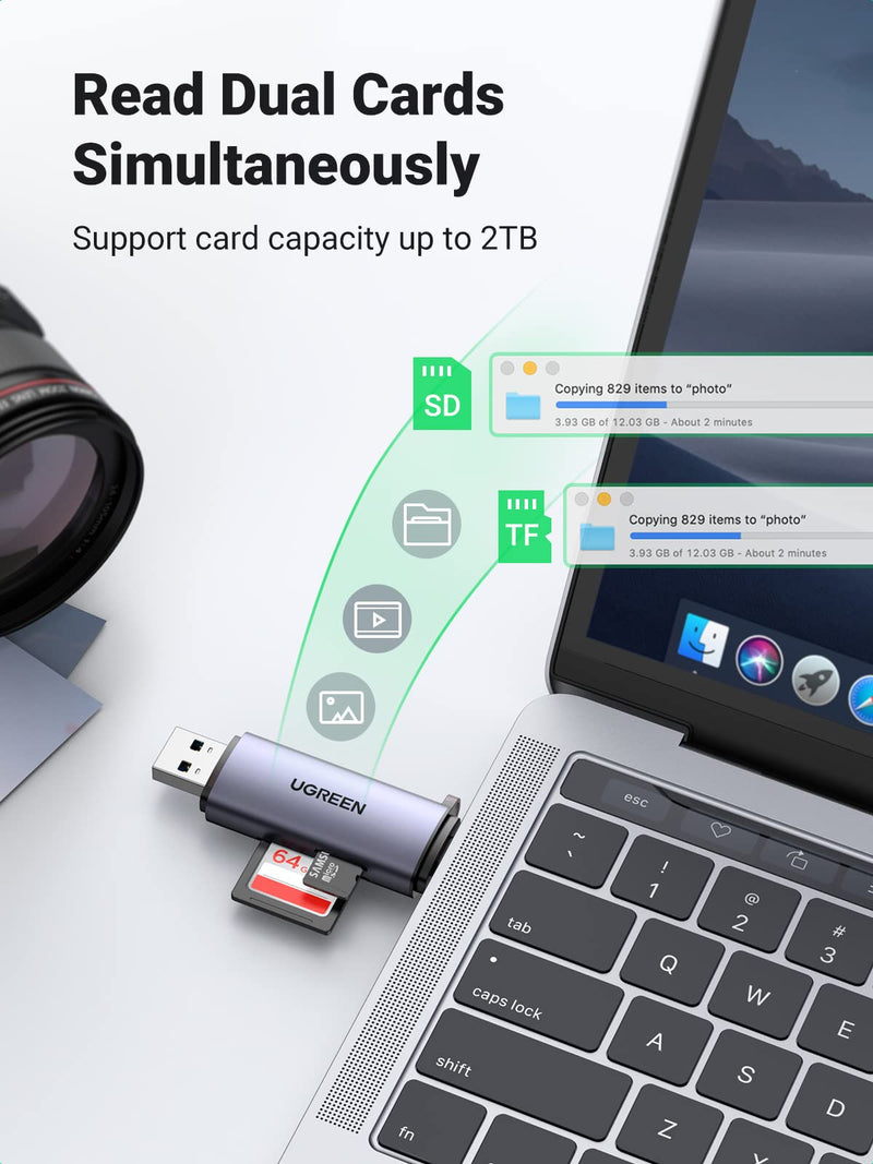 UGREEN USB C SD Card Reader Memory Card Reader USB 3.0 Micro SD Adapter for TF SD Micro SD SDXC SDHC MMC RS-MMC Micro SDXC Micro SDHC UHS-I Compatible with Samsung Galaxy S21 S22 MacBook Pro iPad Pro