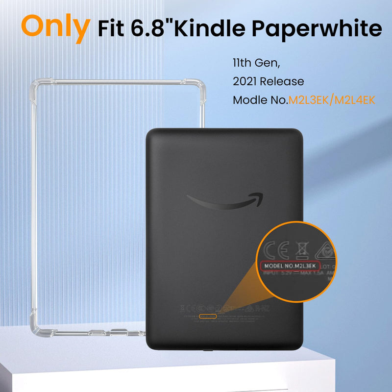 4 in 1 Clear Case with 2 Screen Protector and 50 Sticker for Kindle Paperwhite 11th Gen 2021 & Signature Edition (6.8"),【All-Around Protection】【Light Weight】【Anti-Scratch】Kindle Paperwhite Case, Clear