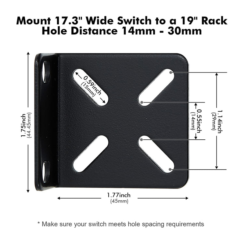 MokerLink Rack Mount Kit for 17.3 inch Wide Switches, Adjustable Hole Distance 14-29mm, 0.5-1.14inch, Compatible for Some Cisco, NETGEAR, Dell, D-Link, Linksys, HP, TRENDnet, Buffalo Tech Products Small