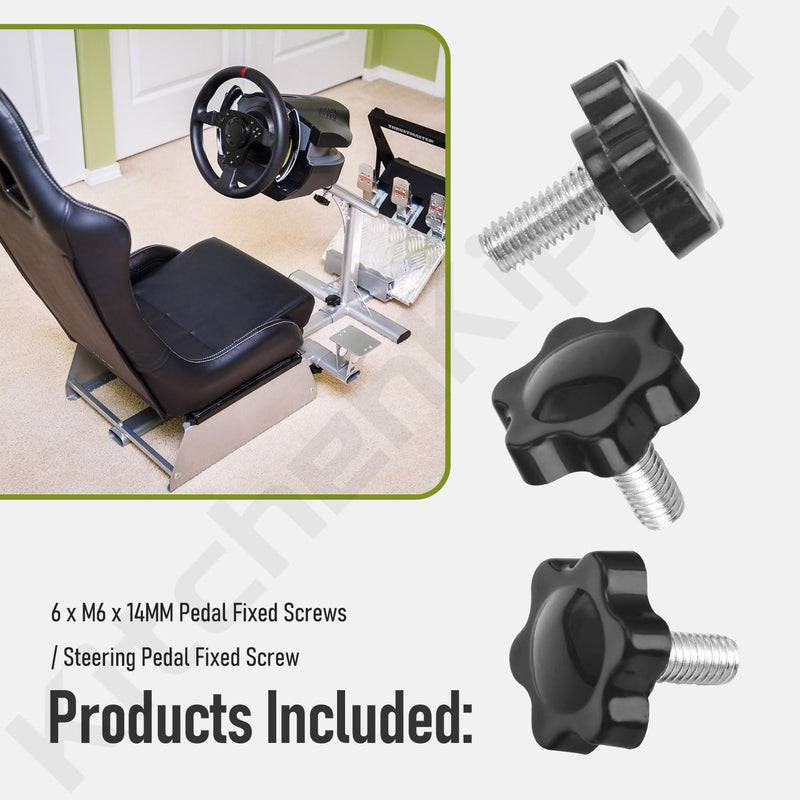 (6 Pack) Pedal Fixed Screws/Steering Pedal Fixed Screw for Logitech G25 G27 G29 G920 G923 Pedal Bracket, M6 x 14MM - Used to Secure The Pedal Base for Added Stability