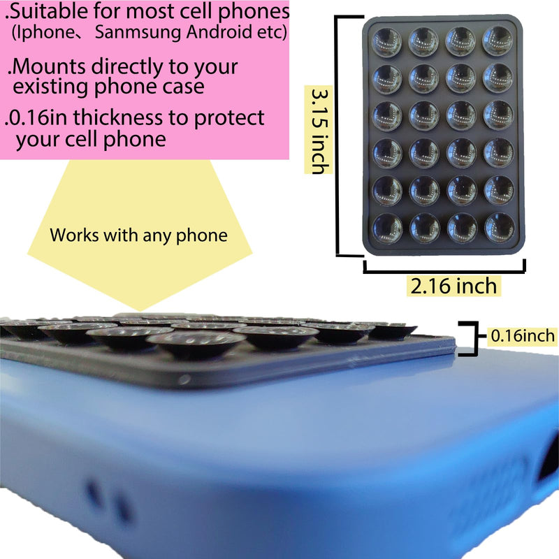Suction Phone Case Mount, Adhesive Phone Accessories for iPhone and Android, Freely Fixed to Mirrors and Flat Surfaces Hands-Free Phone Holder, Tiktok Video and Selfies (Black) Black1