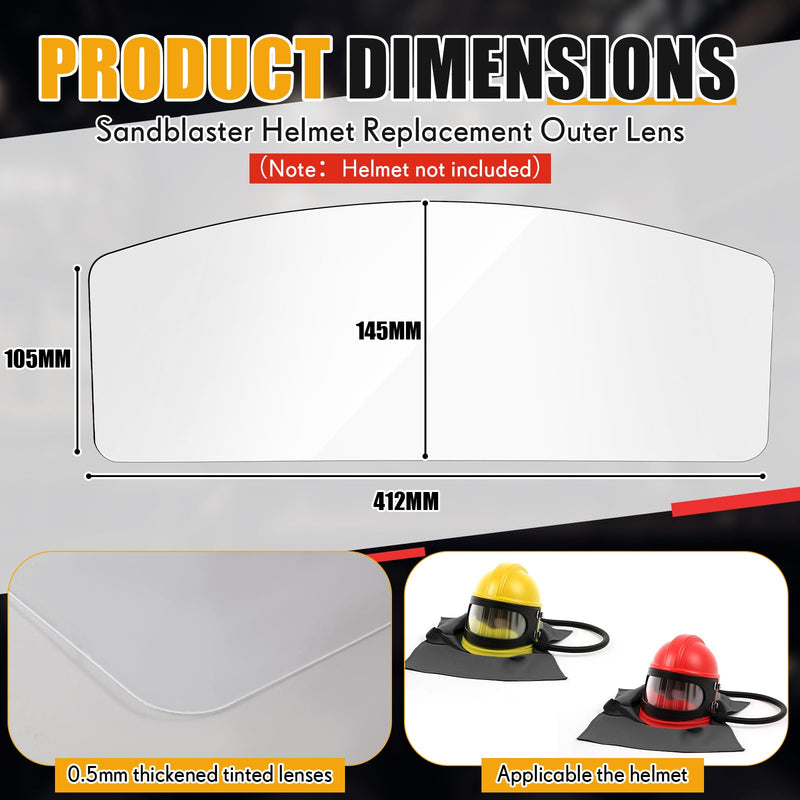 [AUSTRALIA] - Kingdder 10 Pcs Sandblasting Hood Replacement Outer Lens for Safe Air Feed Sandblast Helmet Visors Clear PVC Protective Sand Blast Hood Lens Cover Protector for Yellow Red Sandblasting Equipped 