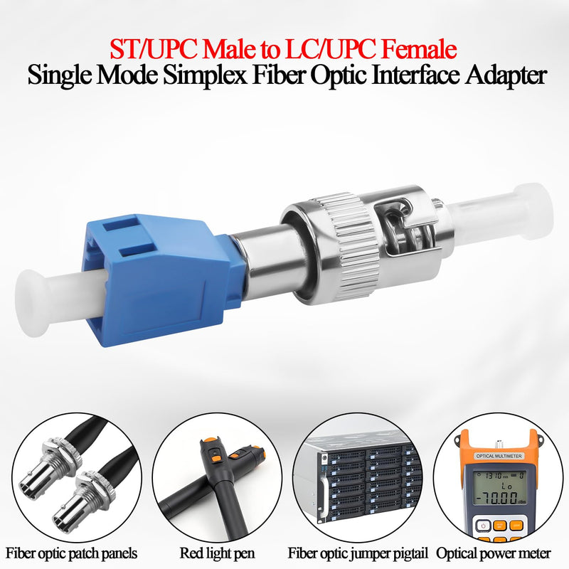 QIANRENON ST Male to LC Female Hybrid Fiber Optic Converter SM 9/125μm ST/UPC Male to LC/UPC Female Single Mode Fiber Optic Adapter Coupler for Red Light Pen Optical Power Meter Patch Cord Pigtail