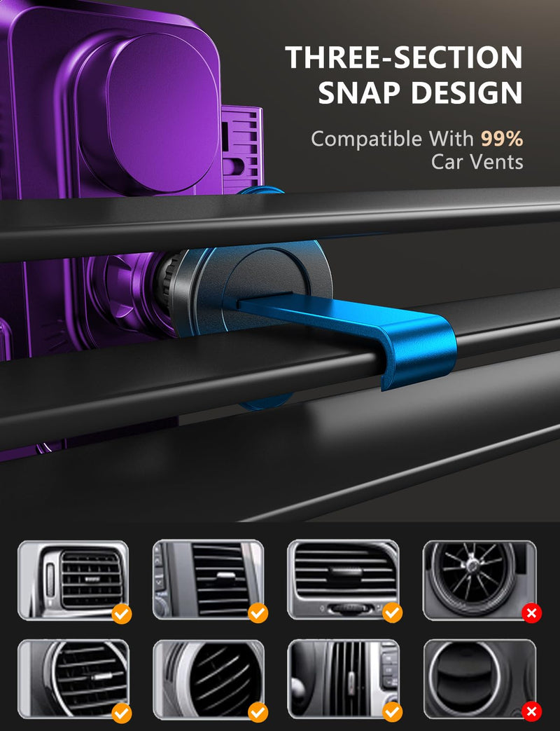 JOYMASS Wireless Car Charger, Phone Holders for Your Car, 15W Auto Clamping Phone Mount Car Accessories for iPhone 16 15 14 13 12 Mini Pro Max, Samsung Galaxy S24 Ultra S23 S22+ Note 20, etc - Purple