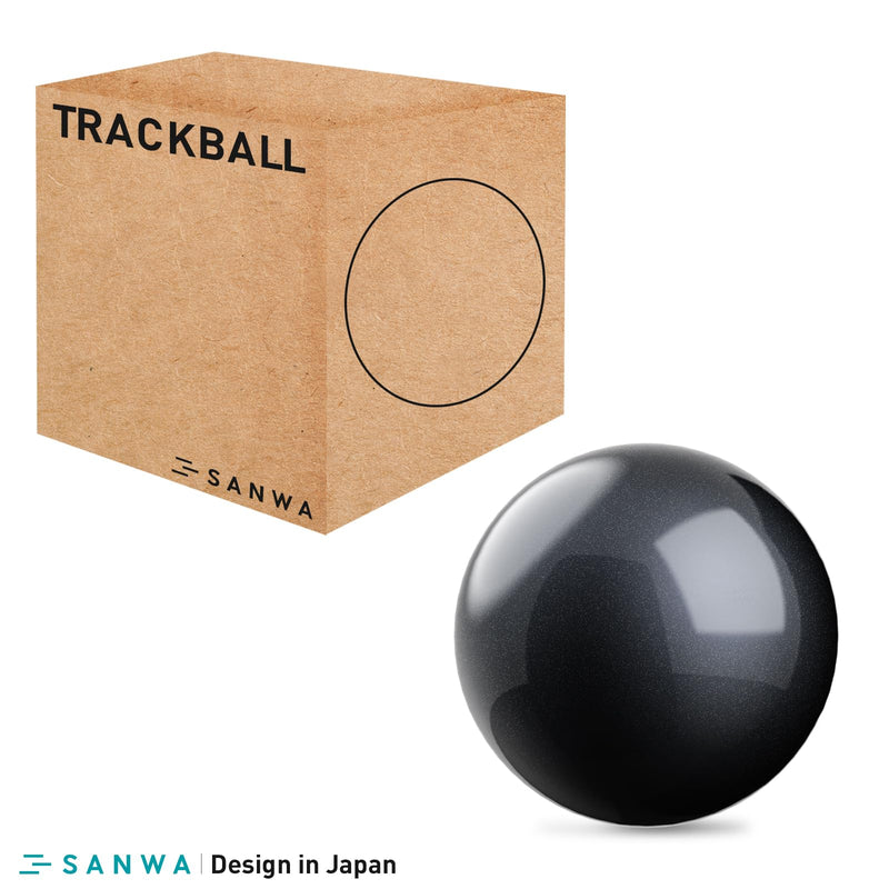 SANWA Wired Ergonomic Trackball Mouse GMATB167 + 34mm Black Trackball Replacement Ball Set, Rollerball Mice, Programmable Silent Buttons, 600-1600 DPI, Compatible MacBook, Laptop, Windows, macOS