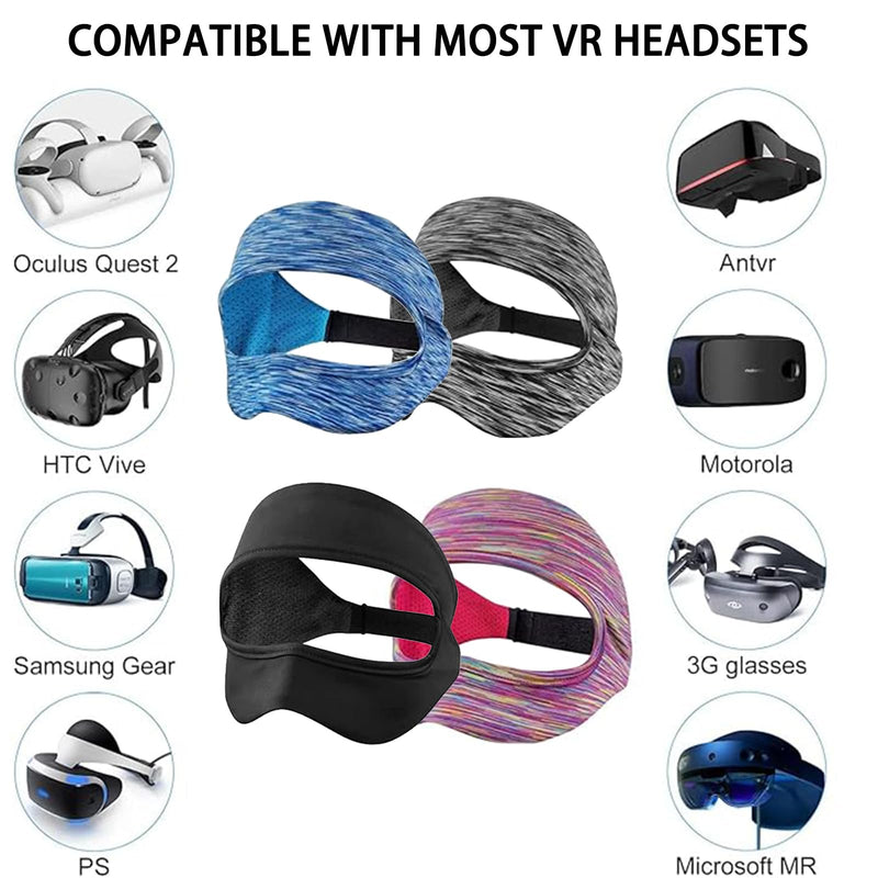 VR Mask Cover, Eye Face Cover Breathable Sweat Band for Meta/Oculus Quest 3 Quest2, Vision Pro Headset, Quest Pro, PSVR2 and Virtual Reality Game. (Rainbow/Gray/Blue/Black) Rainbow/Gray/Blue/Black