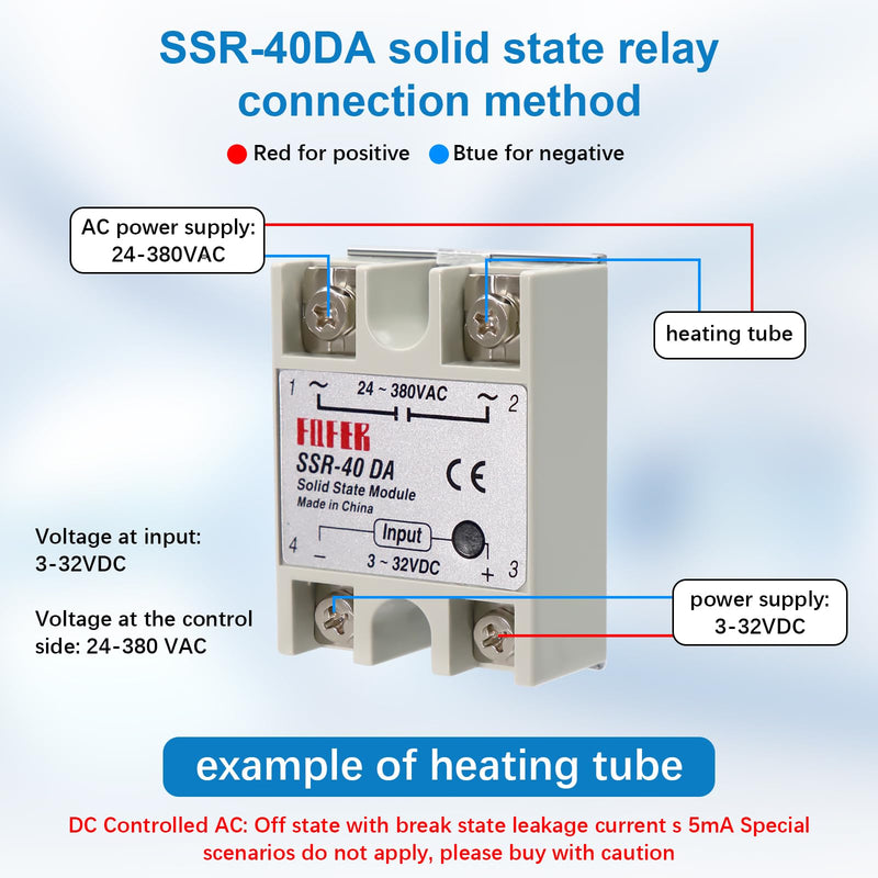 SSR-40DA Solid State Relay AYWHP SSR Relay Solid State Relay SSR 40DA Single-Phase Solid State Relay Input 3-32V DC Output 24-380V AC