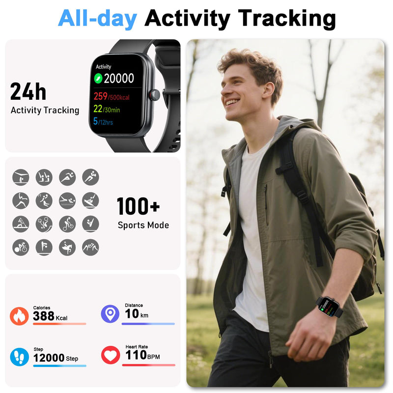 Smart Watch for Women Men, Alexa Built-in, Smartwatch for iPhone & Android Bluetooth Call, 1.91" HD Fitness Tracker with Heart Rate/SpO2/Sleep Monitor, IP68 Waterproof, Fitness Watch 100+ Sports Modes
