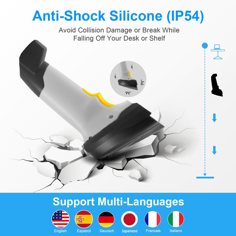 [AUSTRALIA] - Barcode Scanner Wireless, Onewscan 1D Barcode Reader with Stand, 2.4G Wireless & USB Wired Connection Plug and Play Handheld Bar Code Scanners 2203wh 