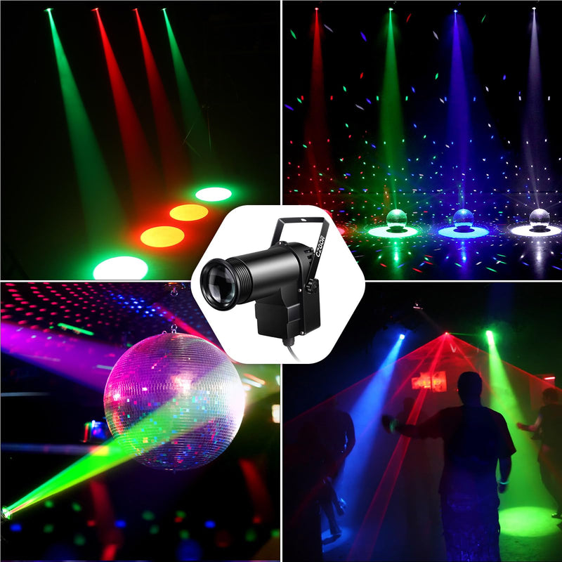 Pinspot Light 15W DMX 2 Pack, Czgor RGBW Disco Ball Lights with Remote Control, DMX512, Sound Activated Pin Spotlight for Party Wedding DJ Disco Shows RGBW Light 2Pack