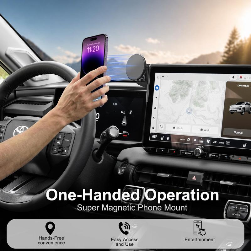 2026 RAV4 Car Phone Holder for Toyota RAV4 12.9-inch Touchscreen (XSE/Limited), 360° Rotation Phone Mount Compatible with MagSafe, No Vent Blocking, Exclusive Custom Fit for Toyota RAV4 Accessories for 2026 RAV4 12.9-Inch Magnetic