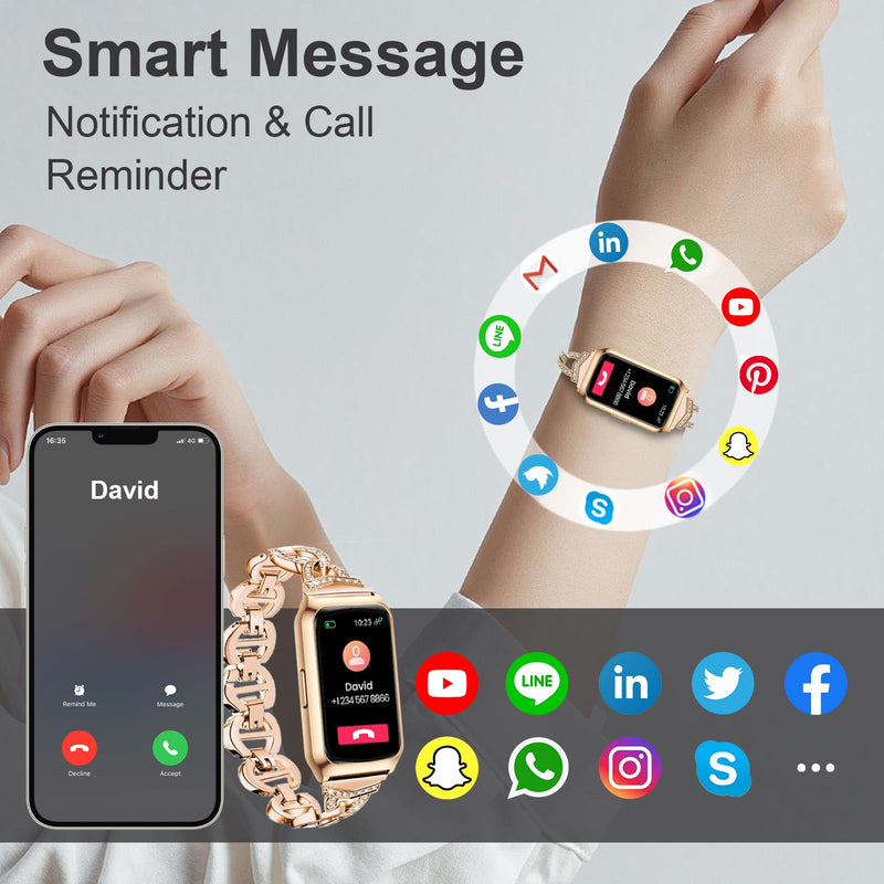 Smart Watches for Women Gold+Gold Square Smart Watch