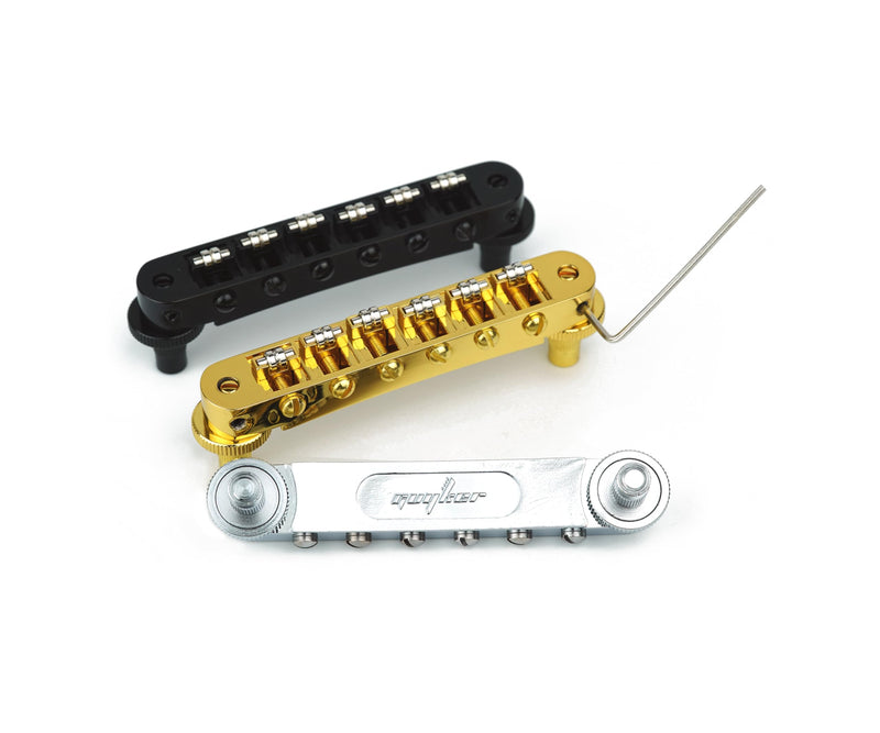 Guyker Tune-O-Matic Roller Saddle Bridge - String Space 10.5mm Guitar Bridges with Post Hole 4.2mm Replacement Compatible with Les Paul LP SG 6 String Electric Guitar GM015, Chrome