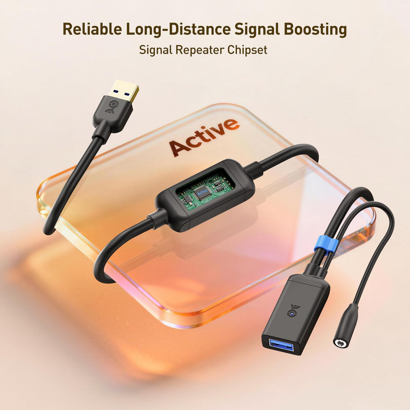 Cable Matters Active USB 3.0 Extension Cable, 32.8ft / 10m | Male to Female, Signal Booster, Compatible with Hard Drives and Webcams 32.8 Feet
