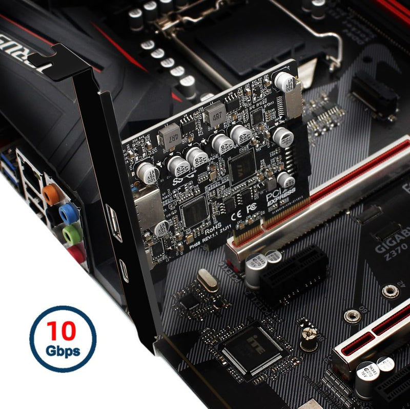 chenyang 4 Port PCI-E 4X to USB A/USB C/USB 3.0 20Pin/USB 3.1 Front Panel Socket USB 3.1 Gen2 PCI Express Expansion Card Adapter with ASM3142 VL822 Dual Chipset 4 Port USB 3.0/USB C/USB 20Pin/USB 3.1
