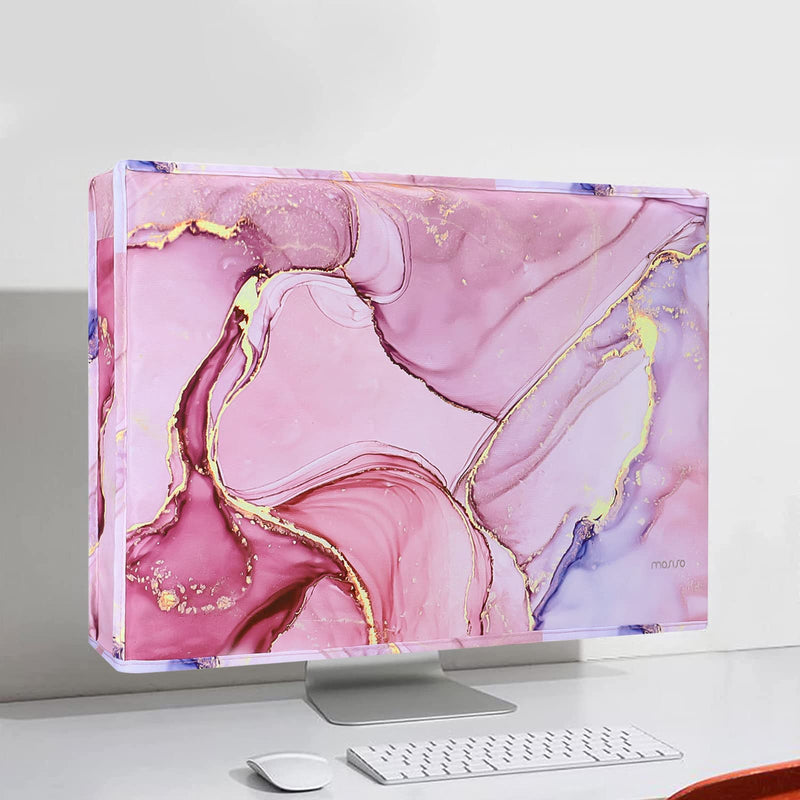 MOSISO Monitor Dust Cover 22, 23, 24, 25 inch Anti-Static Dustproof LCD/LED/HD Panel Case Computer Monitor Cover Sleeve Compatible with iMac 24 inch, 22-25 inch PC, Desktop and TV Marble MO-MBH216