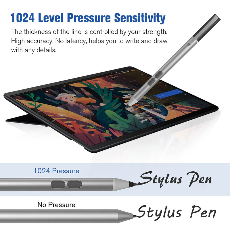 Surface Pro Pen Official Stylus for Microsoft Surface Pro 8/X/7+/6/5/4/3/Surface 3, Surface Go 3/2/1, Surface Laptop/Studio/Book 4/3/2/1 with Palm Rejection, 1024 Levels Pressure, 2500h Working Hours Grey