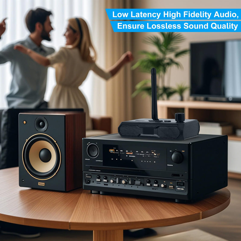FancyWhoop Bluetooth 5.3 Receiver for Home Stereo, RCA Bluetooth Adapter, Optical AUX 3.5mm Low Latency HD Music Audio, RCA Adapter for Speakers Home Music Streaming Stereo System, AUX/USB