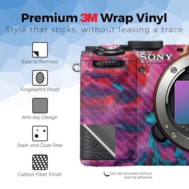 Carbon Fiber Camera Skin Compatible with Sony A7C Mark II (2023) - Paint Party - Premium 3M Vinyl Protective Wrap Decal Cover - Easy to Apply | Crafted in the USA by MightySkins A7C Mark II (2023) Textured Carbon Fiber Finish