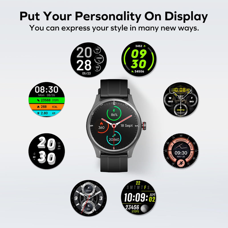 MOMAX Smart Watch for Men Women, 1.38" TFT Screen & Bluetooth Call, Fitness Tracker with 100+ Sports, Heart Rate, Health Monitor, Sleep Tracker, Music Control, IP68 Waterproof for Android/iOS Black